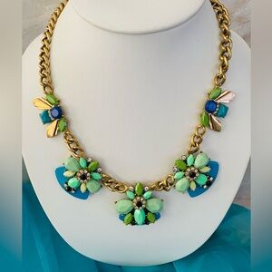 J. Crew Vintage Necklace with Blue and Green Floral Accents